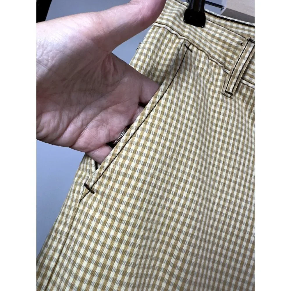LEVI'S Unisex 511 Cotton Gingham Checker Print Skinny Trouser Jeans Tan Size 30